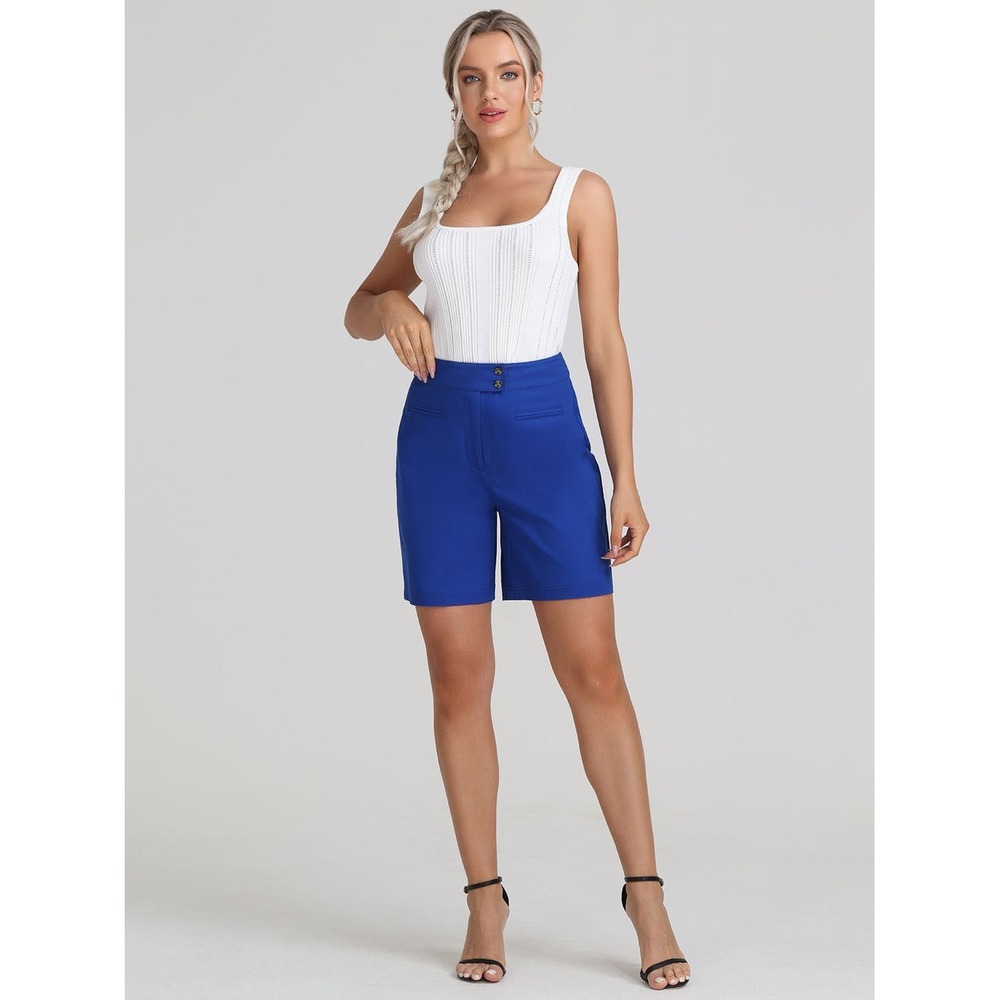 89th & Madison Blue Twill High Rise‎ Bermuda Shorts Casual Size 16 NWT